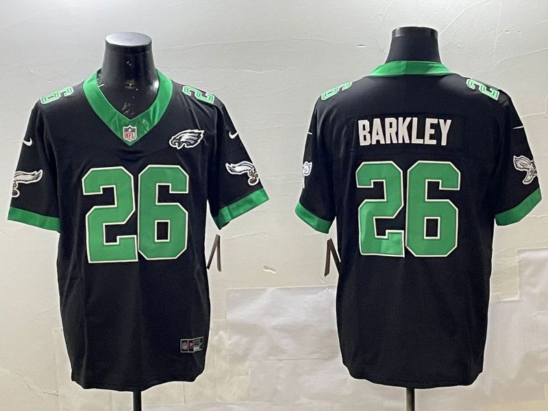 Men Philadelphia Eagles #26 Barkley Black three generations Throwback 2025 Nike Vapor Limited NFL Jersey style 5